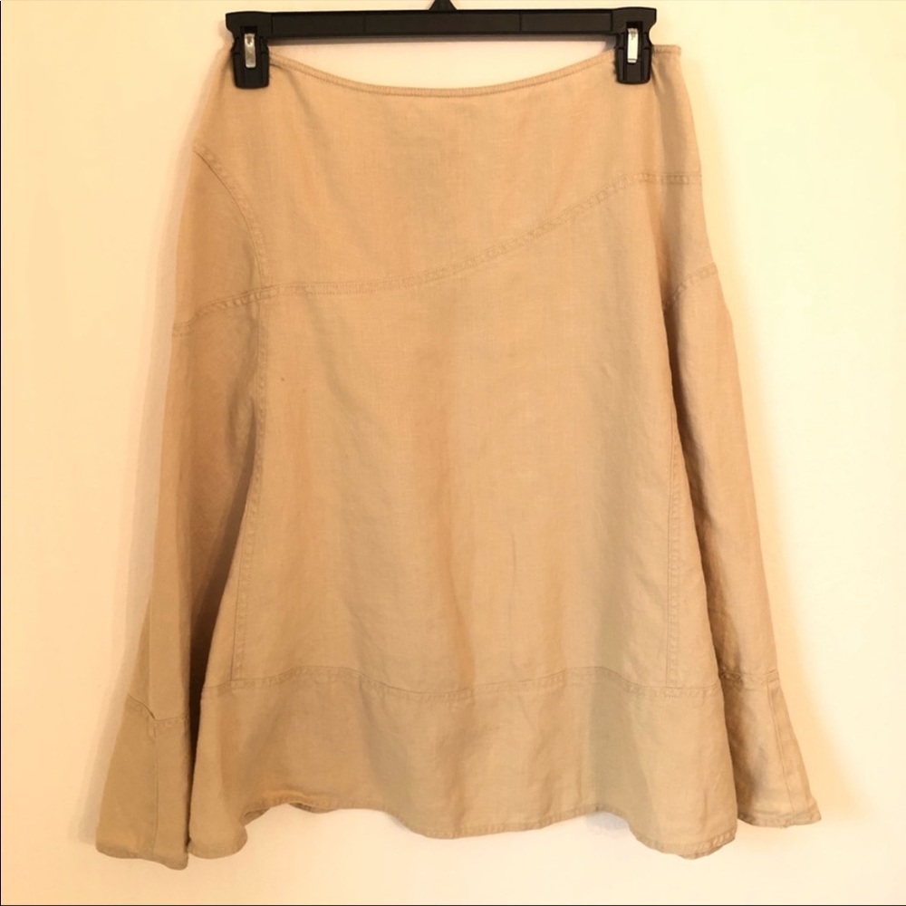 City DKNY | Beige 100% Linen Blend Skirt 8